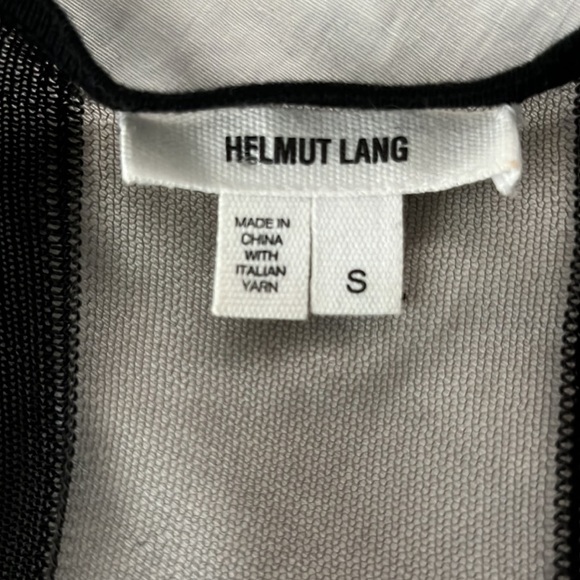 HELMUT LANG Sheer Mesh Black Panel Long Sleeve Top size S - Picture 11 of 12